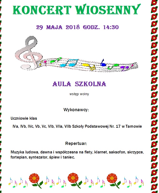 zaproszenie na koncert Wiosenny